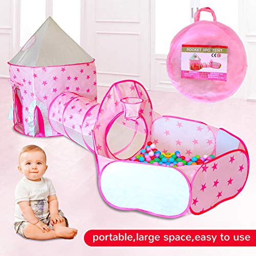 Momokids Princess Castle Play Tent with Tunnel, Foldable Crawl Tun...