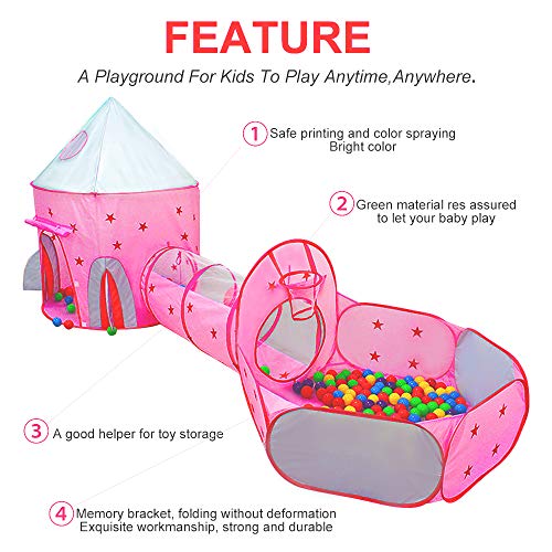 Momokids Princess Castle Play Tent with Tunnel, Foldable Crawl Tun...
