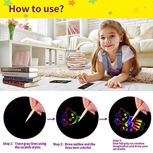 Pigipigi Scratch Bookmarks Art for Kids - 36 Set 2 Style Magic Scr...