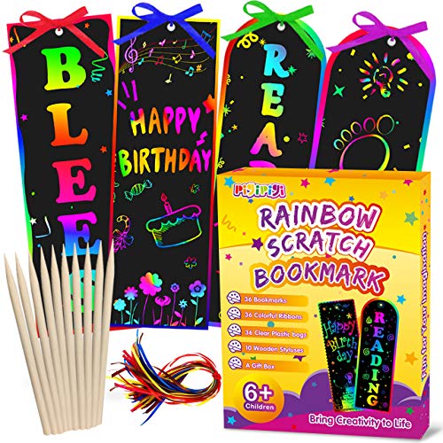 Pigipigi Scratch Bookmarks Art for Kids - 36 Set 2 Style Magic Scr...