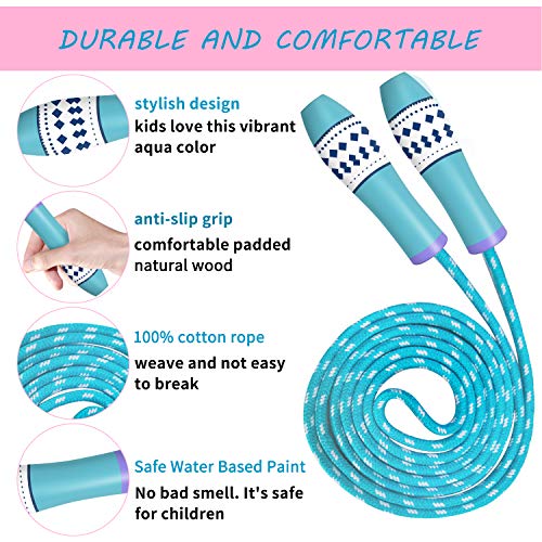 2 Pack Adjustable Cotton Jump Rope for Kids Adults Skipping Fitnes...