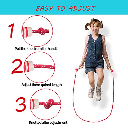 2 Pack Adjustable Cotton Jump Rope for Kids Adults Skipping Fitnes...