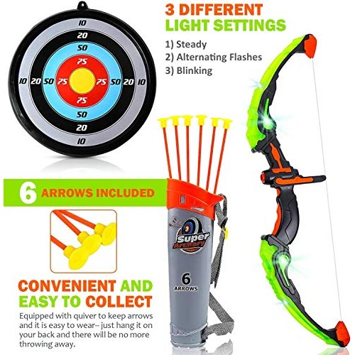 Toysery Bow and Arrow for Kids with LED Flash Lights - Archery Bow...