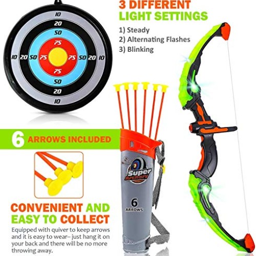 Toysery Bow and Arrow for Kids with LED Flash Lights - Archery Bow...