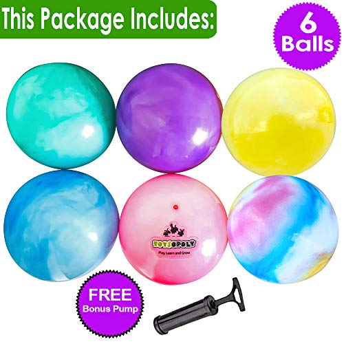 Premium Marbleized Bouncy Balls Plus Pump & 2 Pins, 8.5 Inch Infla...