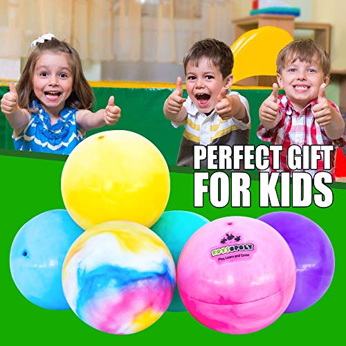 Premium Marbleized Bouncy Balls Plus Pump & 2 Pins, 8.5 Inch Infla...