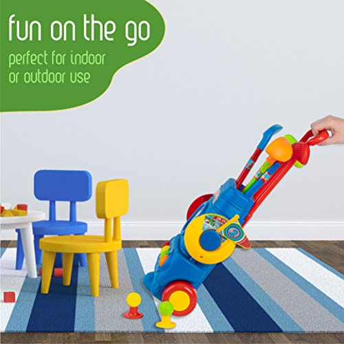 Toyvelt Kids Golf Club Set Golf Cart With Wheels, 4 Colorful Golf ...