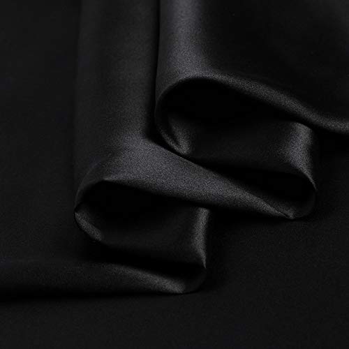 Black 100% Pure Silk Fabric Solid Color Charmeuse Fabrics by The P...