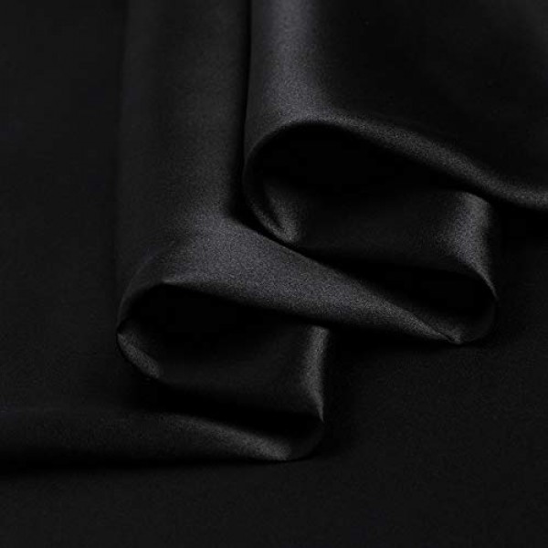Black 100% Pure Silk Fabric Solid Color Charmeuse Fabrics by The P...