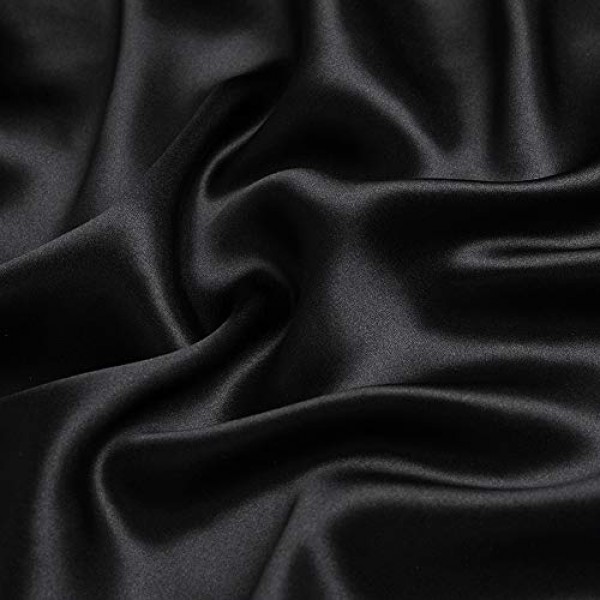 Black 100% Pure Silk Fabric Solid Color Charmeuse Fabrics by The P...