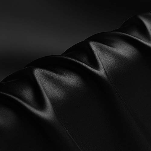 Black 100% Pure Silk Fabric Solid Color Charmeuse Fabrics by The P...