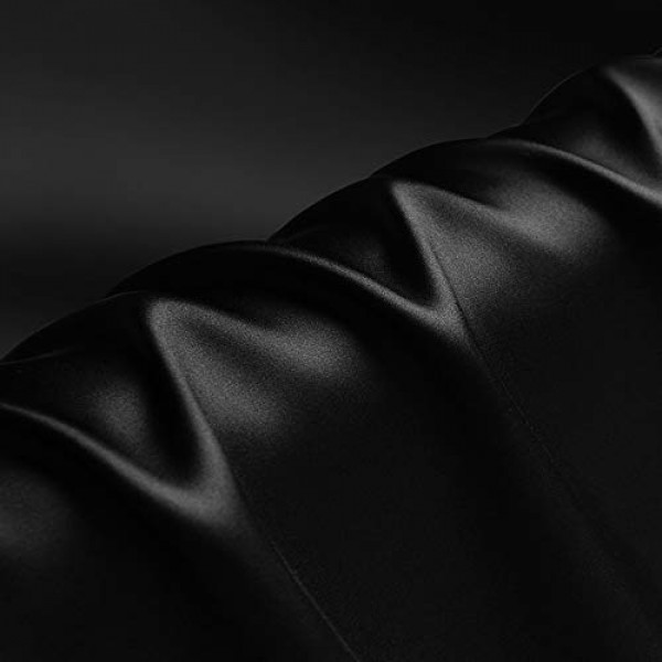 Black 100% Pure Silk Fabric Solid Color Charmeuse Fabrics by The P...