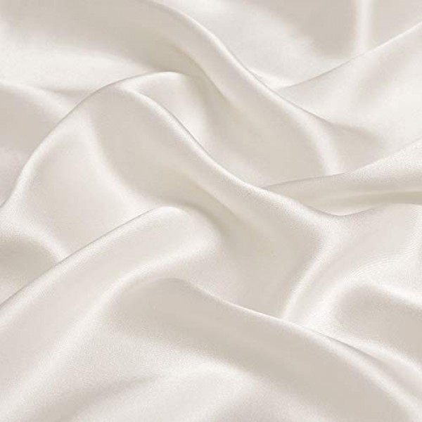 Raw White 100% Pure Silk Fabric Solid Color Charmeuse Fabrics by T...