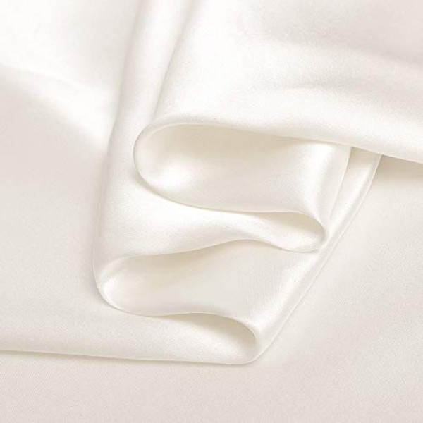 Raw White 100% Pure Silk Fabric Solid Color Charmeuse Fabrics by T...