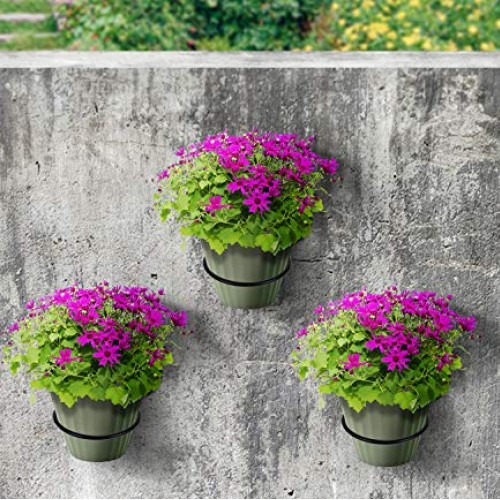 TQVAI 6 inch Flower Pot Holder Ring Wall Mounted 3 Pack Metal Plan...
