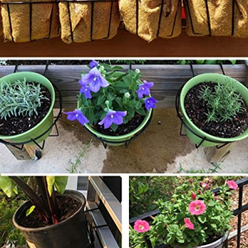 TQVAI Over Deck Rail Planter Hanging Flower Pot Holder Balcony Pla...