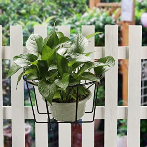 TQVAI Over Deck Rail Planter Hanging Flower Pot Holder Balcony Pla...