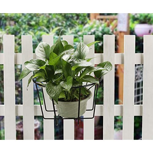 TQVAI Over Deck Rail Planter Hanging Flower Pot Holder Balcony Pla...
