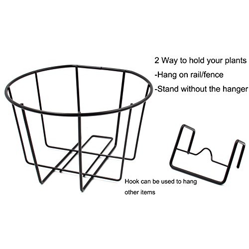 TQVAI Over Deck Rail Planter Hanging Flower Pot Holder Balcony Pla...