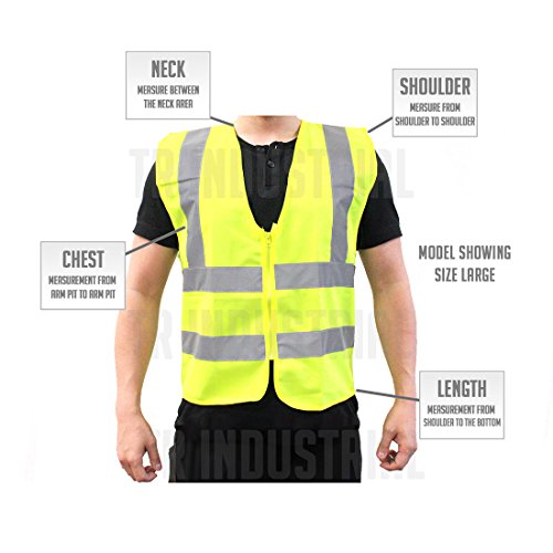 TR Industrial Neon Yellow Safety Vest, Front Zipper Knitted, OSHA ...