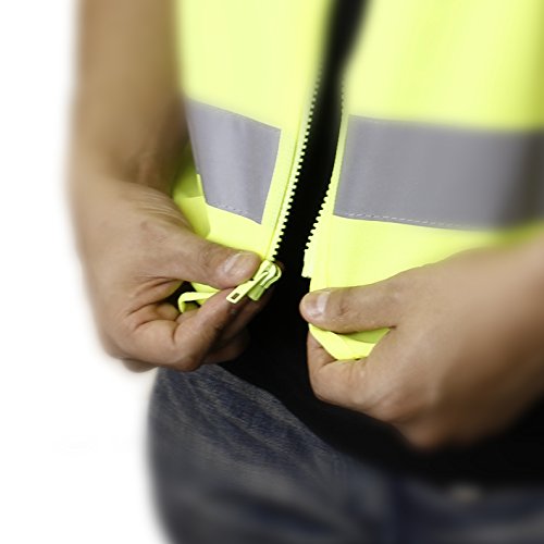 TR Industrial Neon Yellow Safety Vest, Front Zipper Knitted, OSHA ...