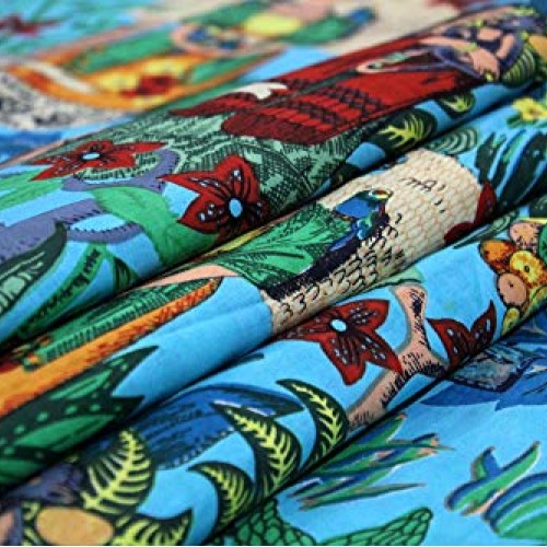 Trade Star Indian Printed Fabric, 100% Cotton Fabric for Dressmaki...