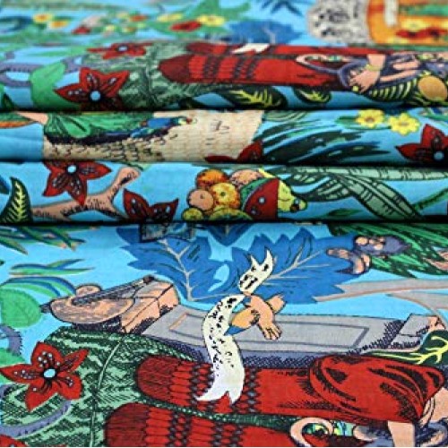 Trade Star Indian Printed Fabric, 100% Cotton Fabric for Dressmaki...