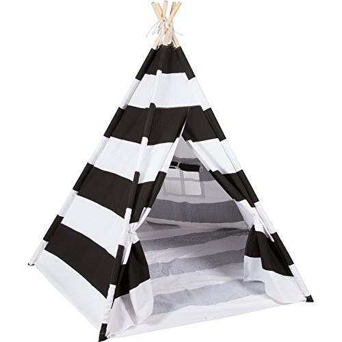 6 Canvas and Pine Wood Teepee With Carry Case - Playful Stripes -...