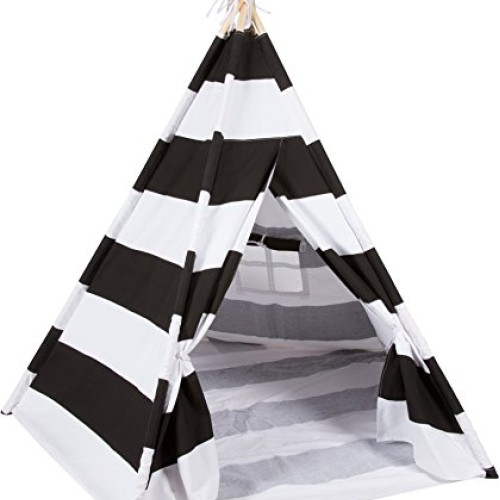 6 Canvas and Pine Wood Teepee With Carry Case - Playful Stripes -...