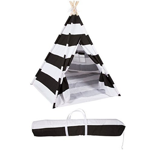 6 Canvas and Pine Wood Teepee With Carry Case - Playful Stripes -...
