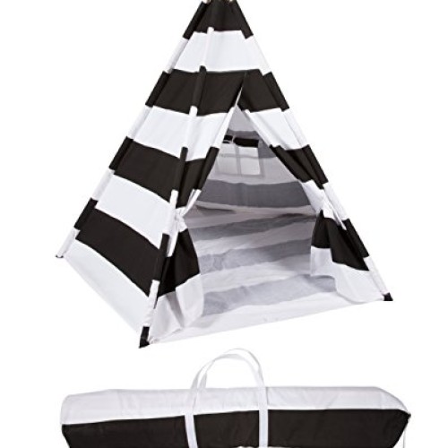 6 Canvas and Pine Wood Teepee With Carry Case - Playful Stripes -...