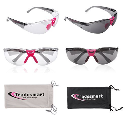 TRADESMART Pink Ear Muffs & Clear/Tinted Safety Glasses - UV40...