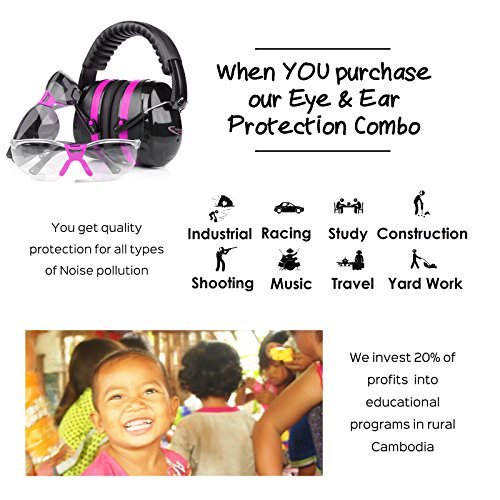 TRADESMART Pink Ear Muffs & Clear/Tinted Safety Glasses - UV40...