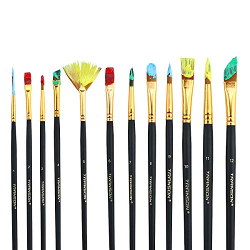 Transon Art Painting Brush Assorted Set of 12 for Acrylic Watercol...