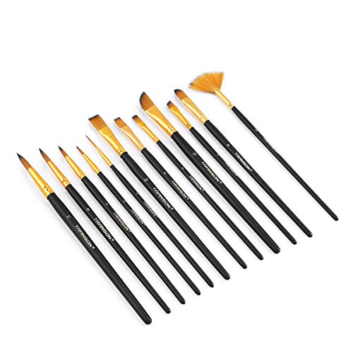 Transon Art Painting Brush Assorted Set of 12 for Acrylic Watercol...