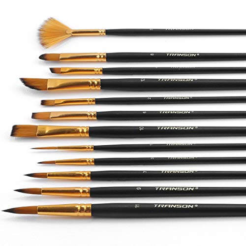 Transon Art Painting Brush Assorted Set of 12 for Acrylic Watercol...
