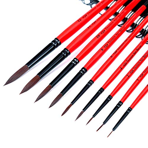 Transon Artist Round Watercolor Paint Brush Synthetic Sable Set 9p...