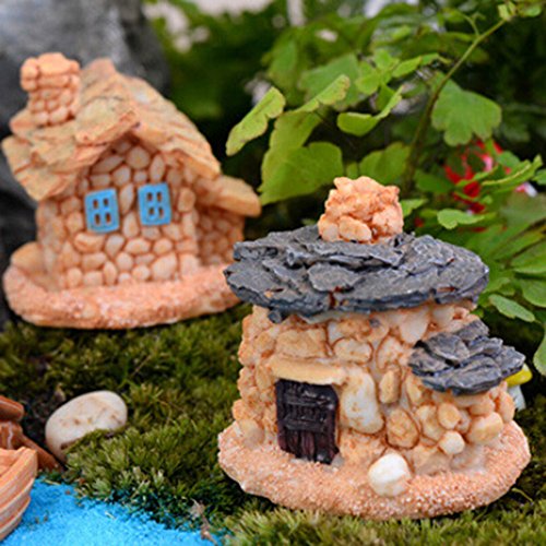 Trasfit 4 Pieces Miniature Fairy Garden Stone House - Mini Fairy C...