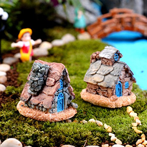 Trasfit 4 Pieces Miniature Fairy Garden Stone House - Mini Fairy C...