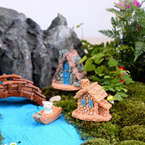 Trasfit 4 Pieces Miniature Fairy Garden Stone House - Mini Fairy C...