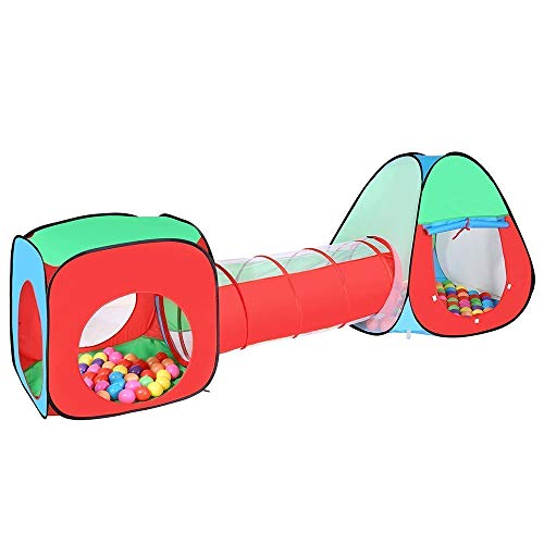 TRAVER DREAM Foldable Pop Up Kids Play Tent with Crawl Tunnel&Ball...