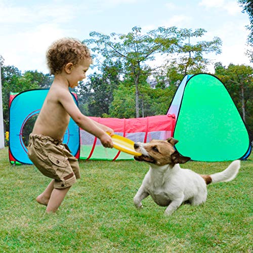 TRAVER DREAM Foldable Pop Up Kids Play Tent with Crawl Tunnel&Ball...
