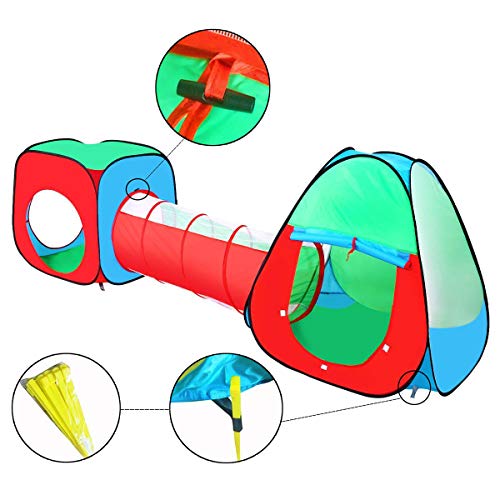 TRAVER DREAM Foldable Pop Up Kids Play Tent with Crawl Tunnel&Ball...