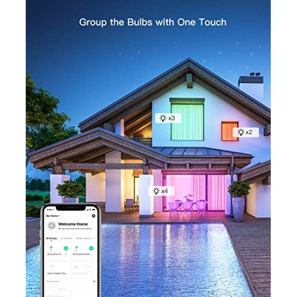 TREATLIFE Smart Light Bulbs 4 Pack, 2.4GHz Music Sync Color Changi...
