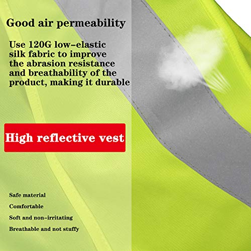 10 Pack XL Yellow High Visibility Safety Vest Reflective Safety Ve...