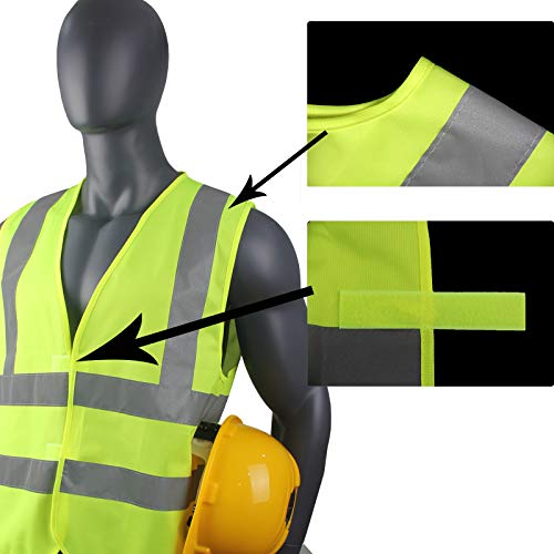 10 Pack XL Yellow High Visibility Safety Vest Reflective Safety Ve...