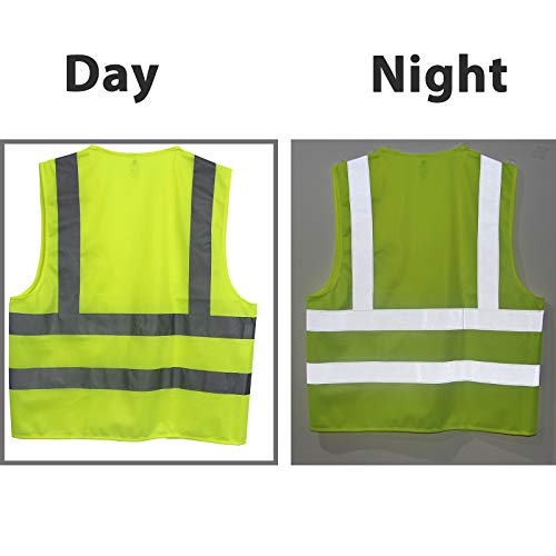 10 Pack XL Yellow High Visibility Safety Vest Reflective Safety Ve...