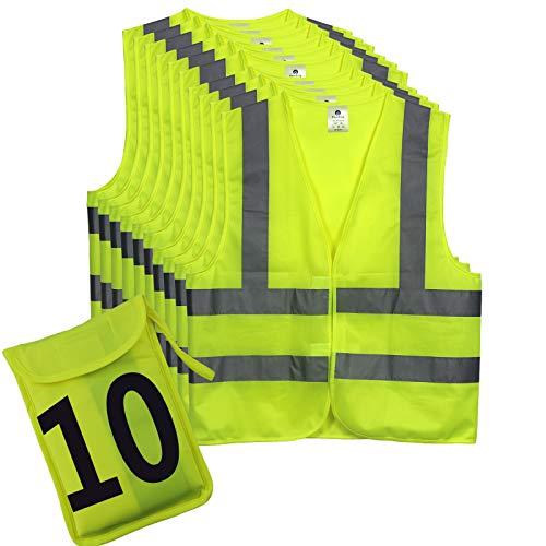 10 Pack XL Yellow High Visibility Safety Vest Reflective Safety Ve...