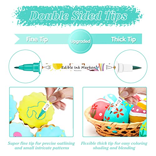 Food Coloring Marker Pens,12Pcs Dual Sided Food Grade and Edible M...