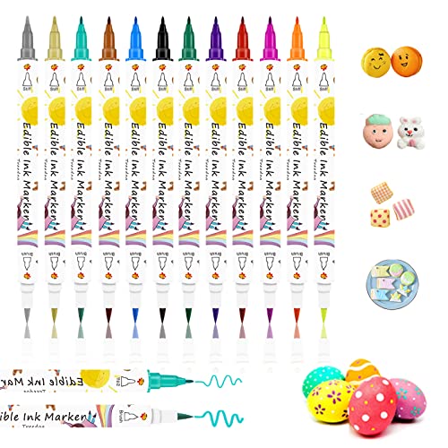 Food Coloring Marker Pens,12Pcs Dual Sided Food Grade and Edible M...